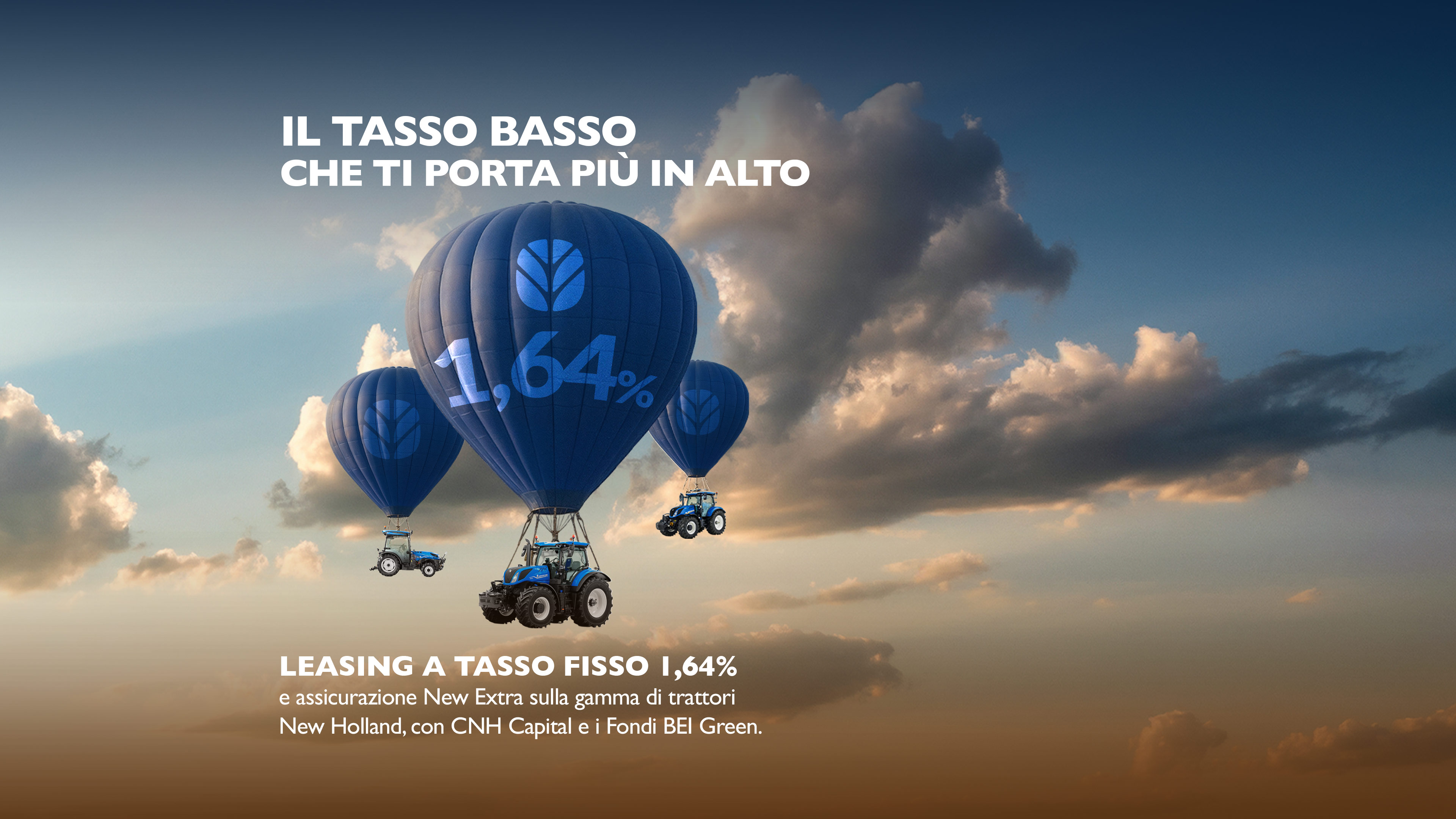 Leasing a tasso fisso 1,64% e assicurazione New Extra sulla gamma di trattori New Holland, con CNH Capital e i Fondi BEI Green.